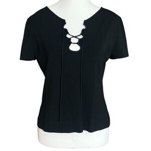vintage short sleeve basic black top y2k